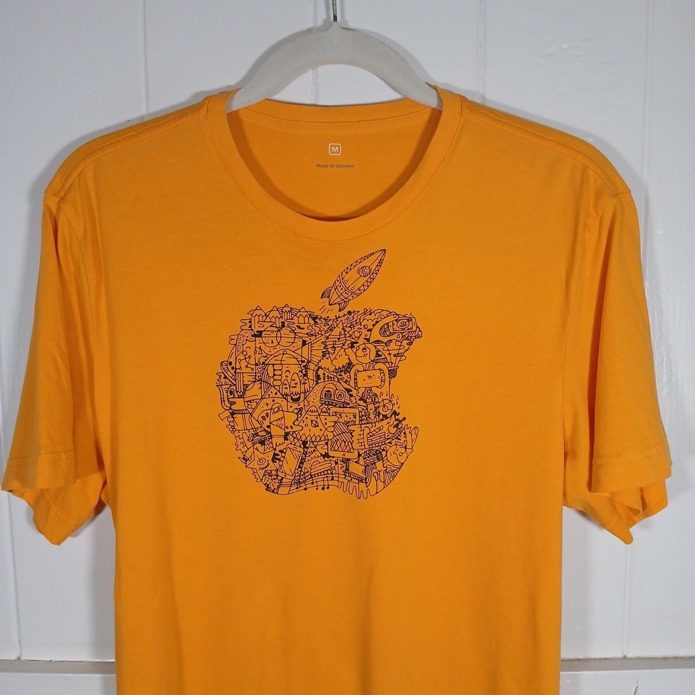 Apple Employee T-Shirt Doodle‎ Camp Conference Mens Medium Cotton Short Sleeve